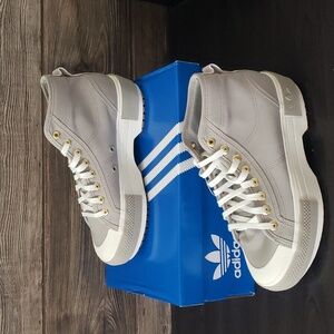 New Adidas Nizza Trek Womens Shoes Size‎ 7.5 Platforms High Tops Neutral Scandi